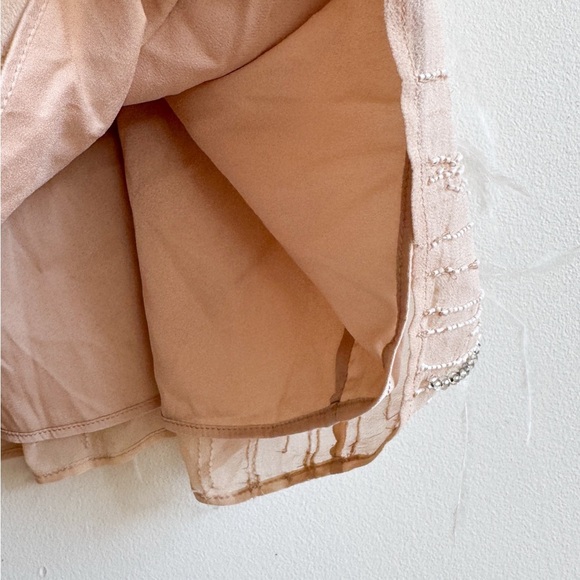 HAUTE HIPPIE • Winds of Change Beaded Feather Silk Slip Dress in Buff - Picture 6 of 15